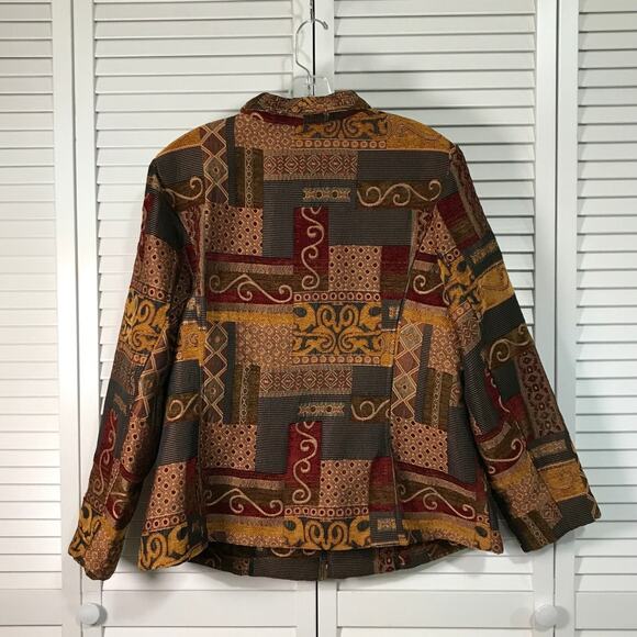 Renaissance Vintage Tapestry High Neck Long Sleeve Jacket Woman 2X - Picture 2 of 8